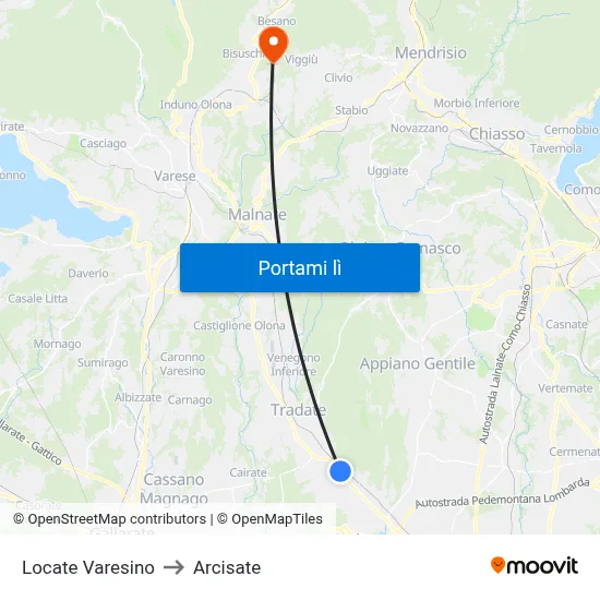 Locate Varesino to Arcisate map