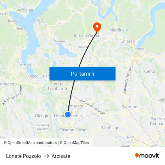 Lonate Pozzolo to Arcisate map
