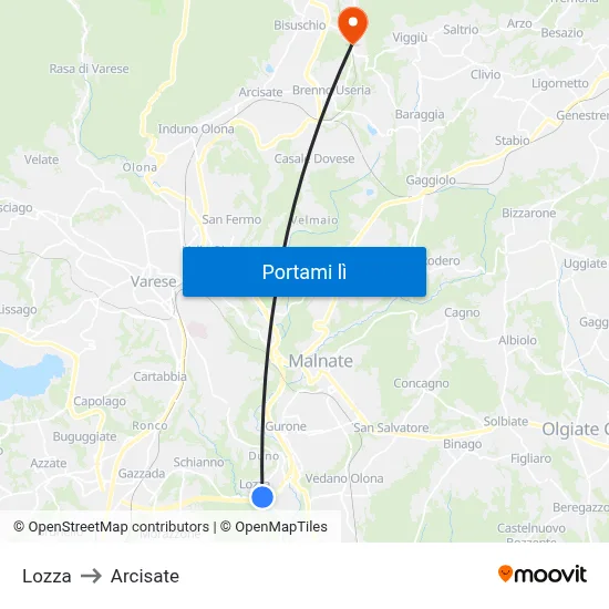 Lozza to Arcisate map