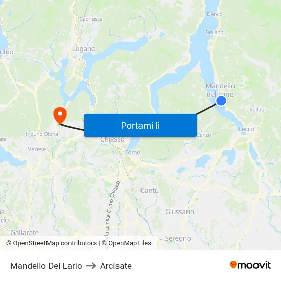 Mandello Del Lario to Arcisate map