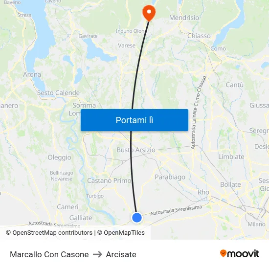 Marcallo Con Casone to Arcisate map
