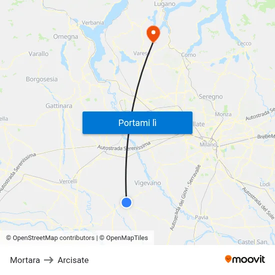 Mortara to Arcisate map