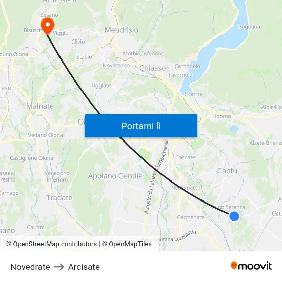 Novedrate to Arcisate map