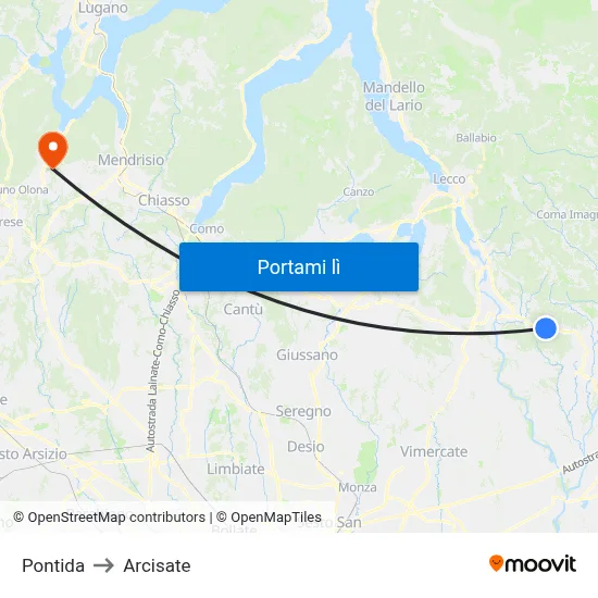 Pontida to Arcisate map