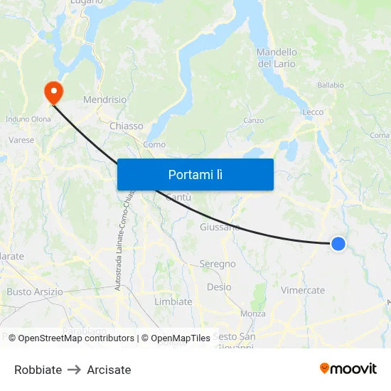Robbiate to Arcisate map