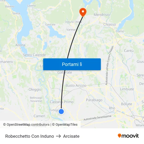 Robecchetto Con Induno to Arcisate map
