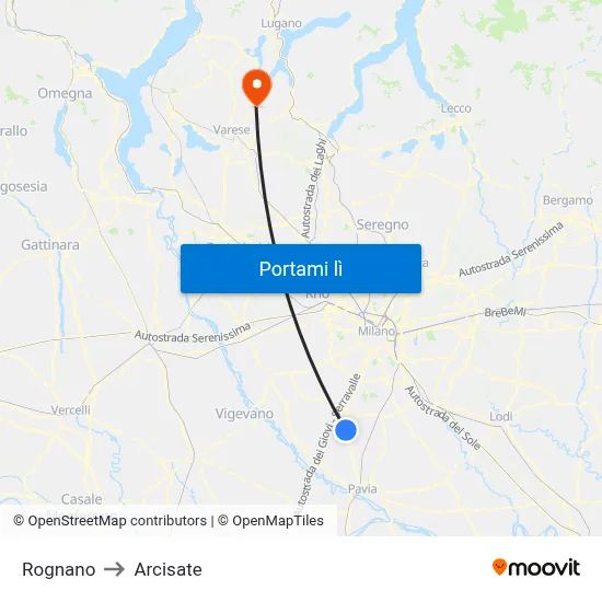 Rognano to Arcisate map