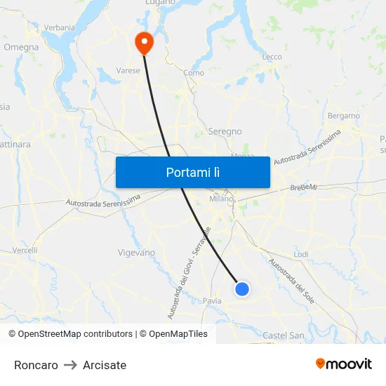 Roncaro to Arcisate map