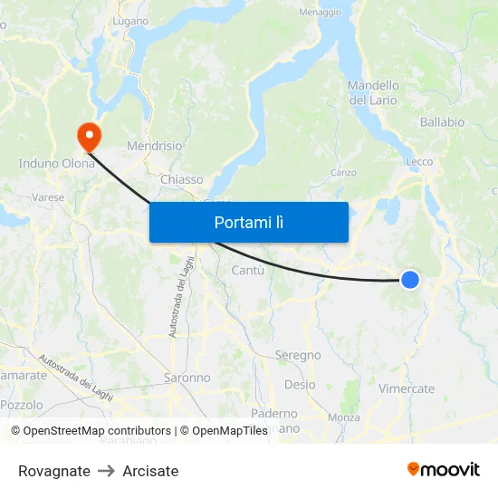 Rovagnate to Arcisate map