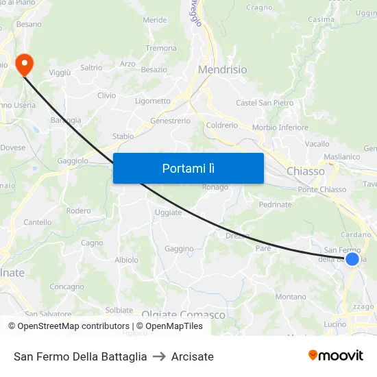 San Fermo Della Battaglia to Arcisate map