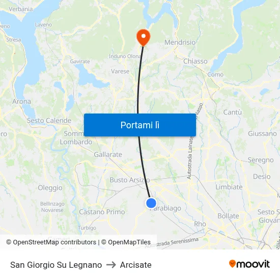 San Giorgio Su Legnano to Arcisate map