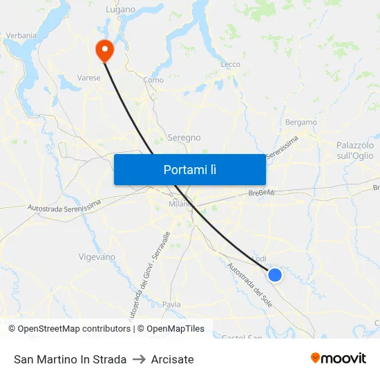 San Martino In Strada to Arcisate map