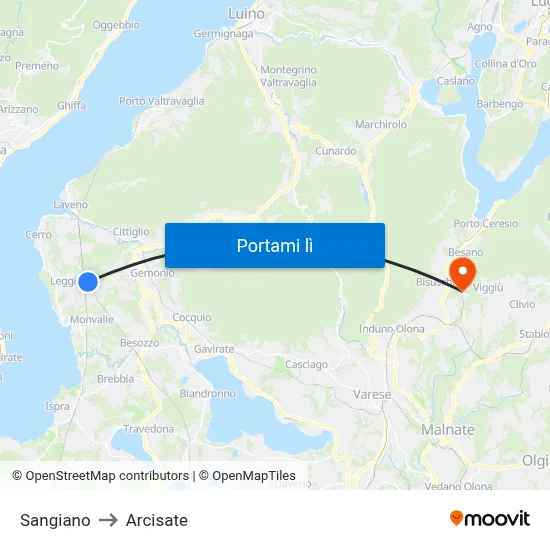 Sangiano to Arcisate map