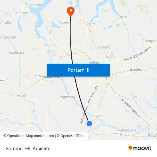 Sommo to Arcisate map