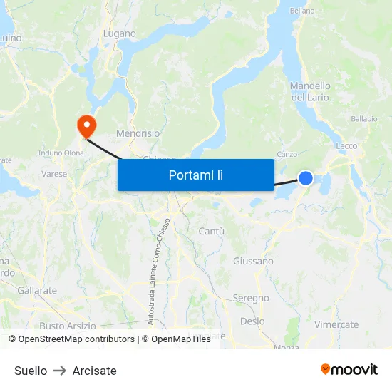 Suello to Arcisate map