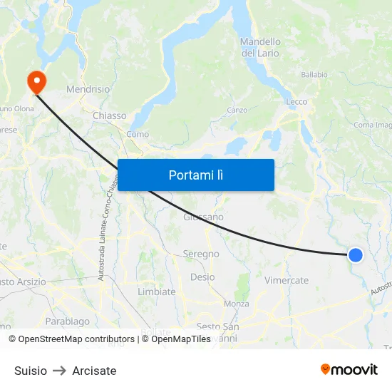 Suisio to Arcisate map