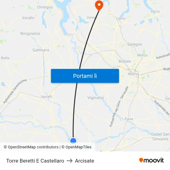 Torre Beretti E Castellaro to Arcisate map