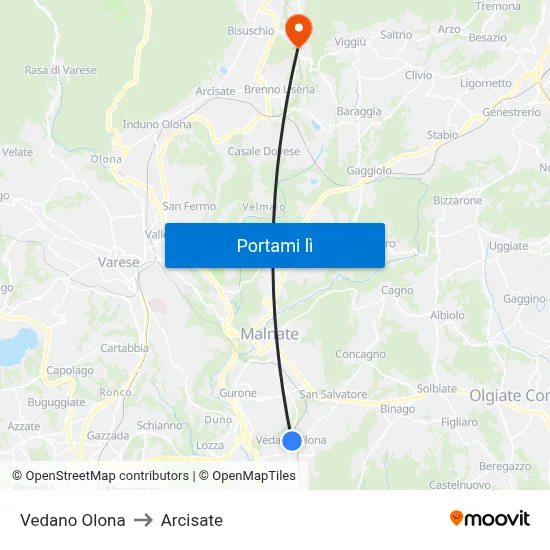 Vedano Olona to Arcisate map