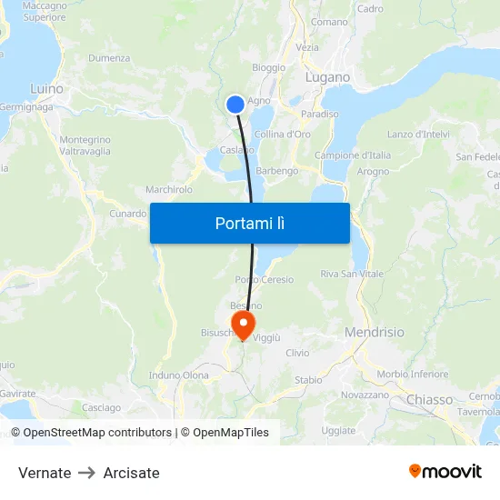 Vernate to Arcisate map