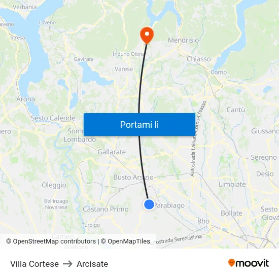 Villa Cortese to Arcisate map