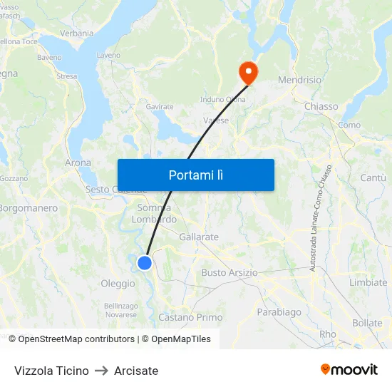 Vizzola Ticino to Arcisate map