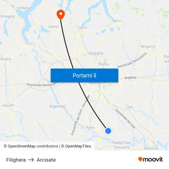 Filighera to Arcisate map