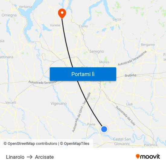 Linarolo to Arcisate map