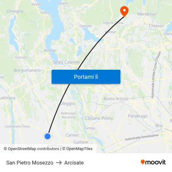 San Pietro Mosezzo to Arcisate map