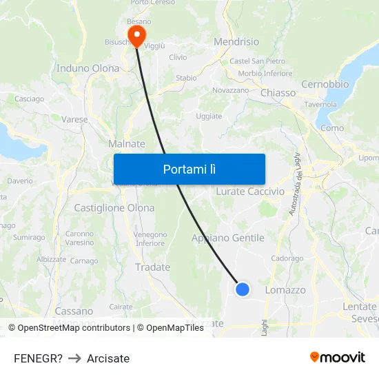 FENEGR? to Arcisate map