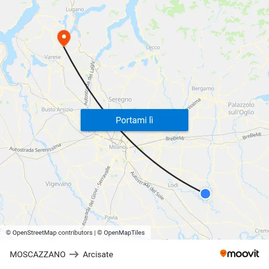 MOSCAZZANO to Arcisate map