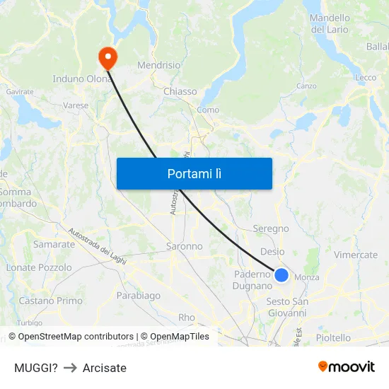 MUGGI? to Arcisate map