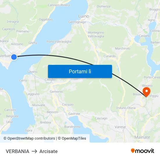 VERBANIA to Arcisate map