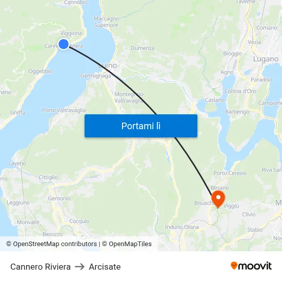 Cannero Riviera to Arcisate map