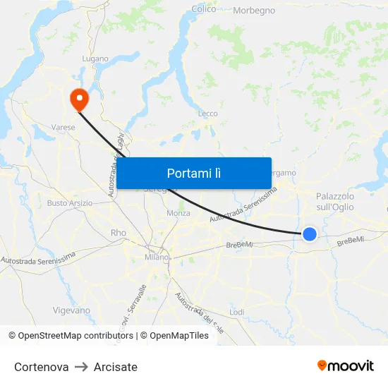 Cortenova to Arcisate map