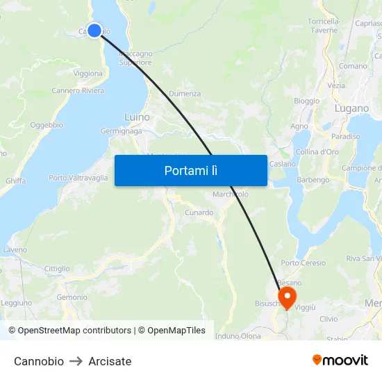 Cannobio to Arcisate map