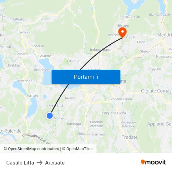 Casale Litta to Arcisate map