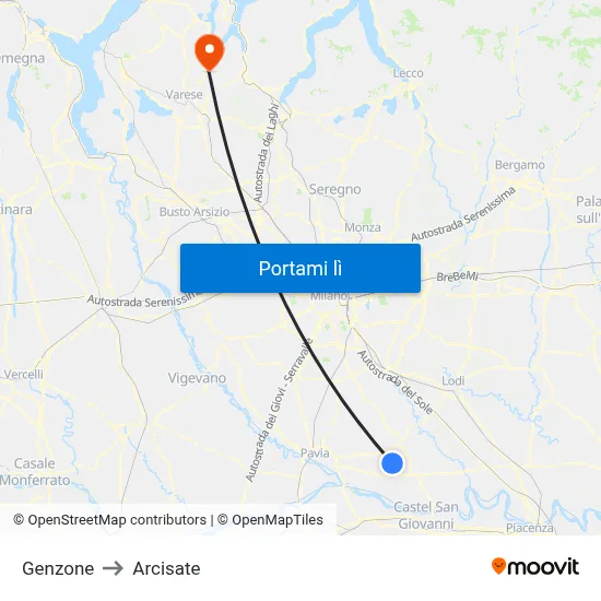 Genzone to Arcisate map