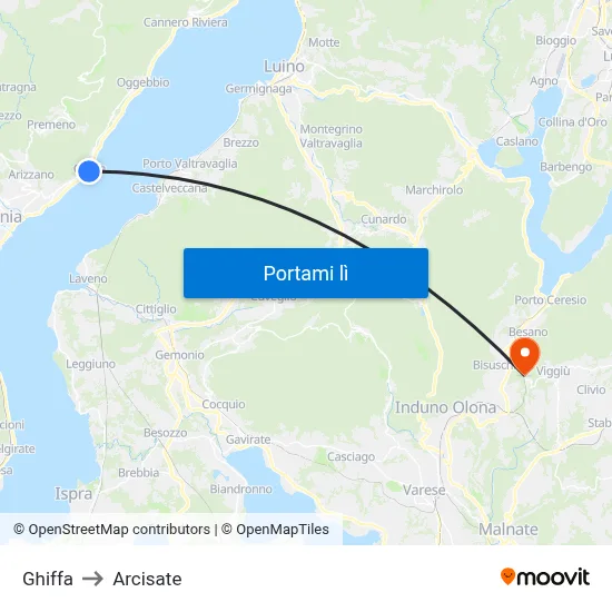 Ghiffa to Arcisate map