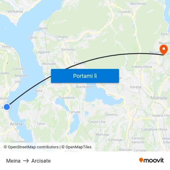 Meina to Arcisate map