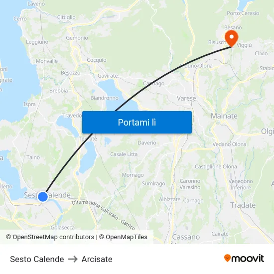 Sesto Calende to Arcisate map