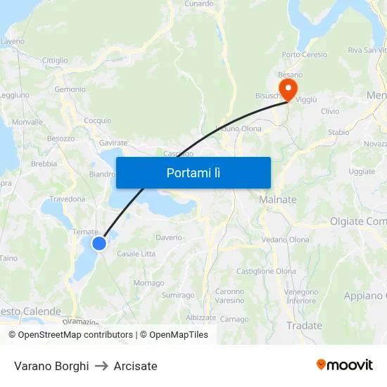 Varano Borghi to Arcisate map