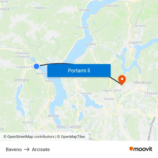 Baveno to Arcisate map