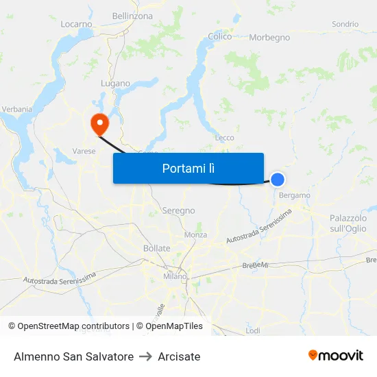 Almenno San Salvatore to Arcisate map