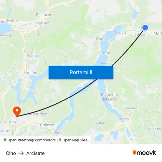 Cino to Arcisate map