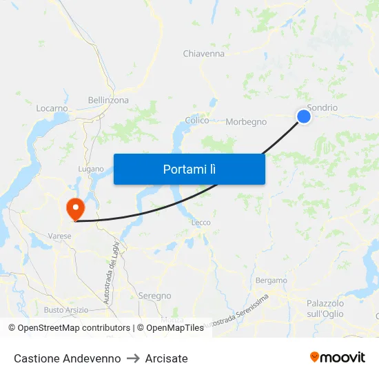 Castione Andevenno to Arcisate map