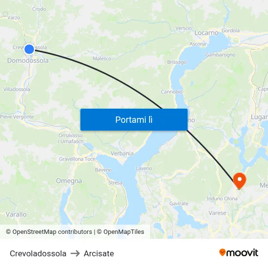 Crevoladossola to Arcisate map