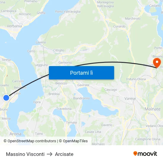 Massino Visconti to Arcisate map