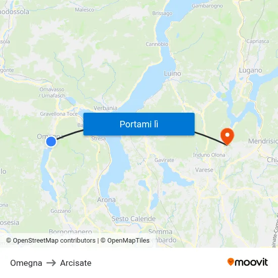 Omegna to Arcisate map