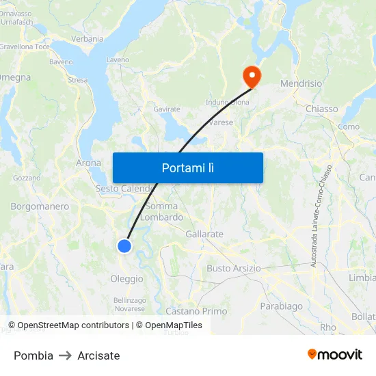 Pombia to Arcisate map