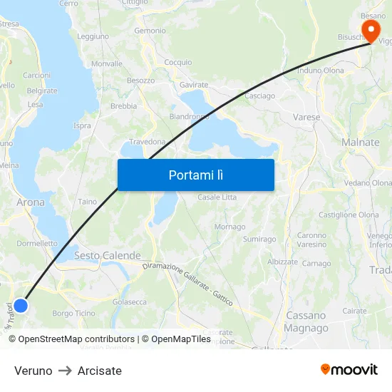 Veruno to Arcisate map